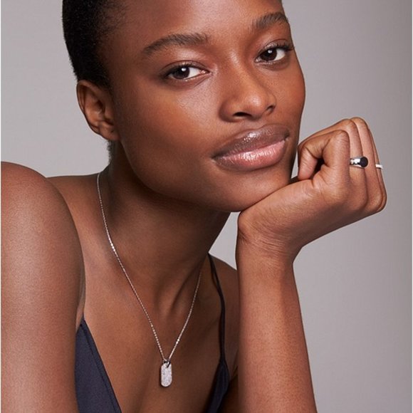 Kors Sterling Silver Cubic PAVE Dog Tag Necklace - Picture 3 of 7